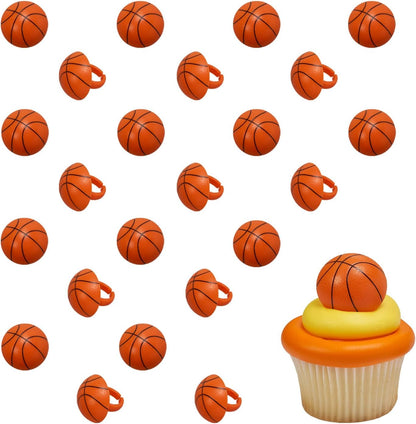 DecoPac 3D basketball rings cupcake toppers front view