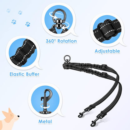 Premium alloy metal snaps on the 360 degree rotation dual dog lead