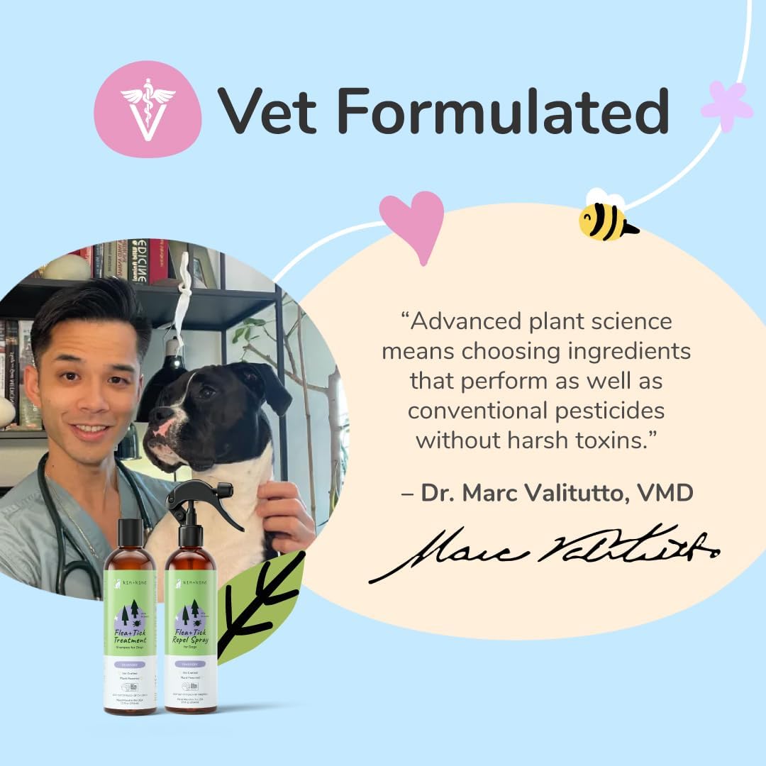 Kin+kind vet formulated non greasy pest repellent spray close up