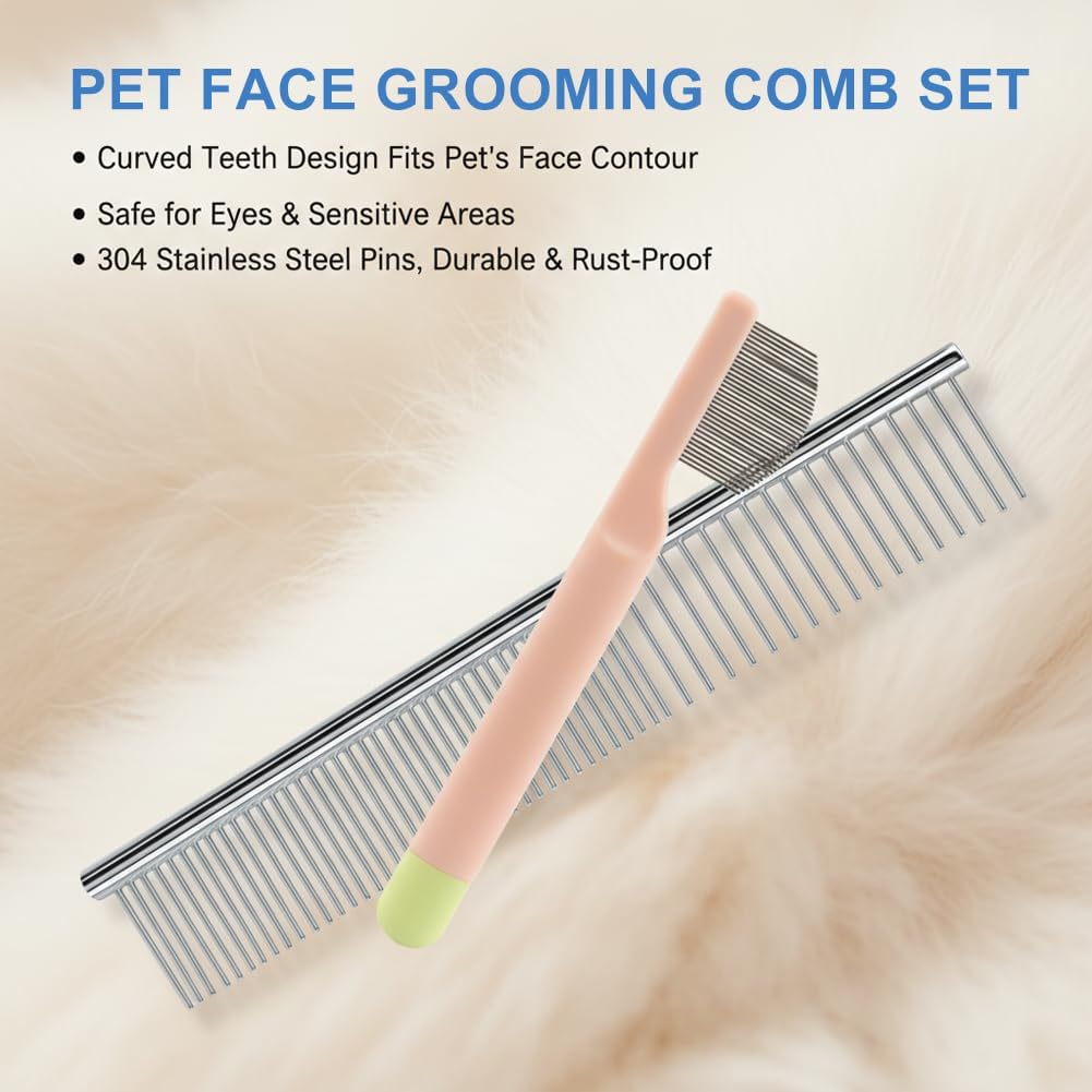 Two piece professional pet eye and flea comb kit