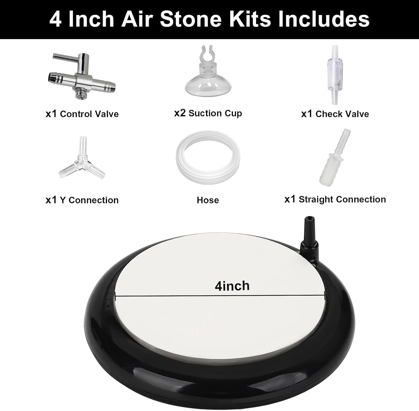 Four inch silent aquarium air disk with control valve accessories