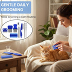 Double-sided tick removal tool and dematting brush for dogs and cats.