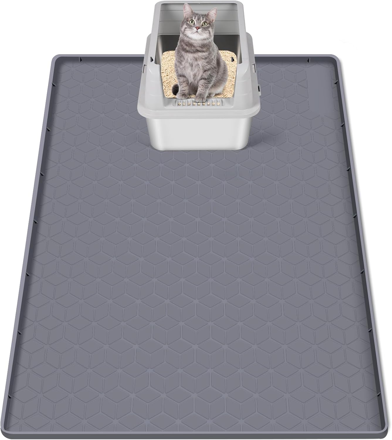 Cat Litter Mat, Extra Large 51" x 25.6" Silicone Mat Litter Trapping Mat for Scatter Control, Soft on Kitty Paws, Easy to Clean (Dark Grey) - Image 10