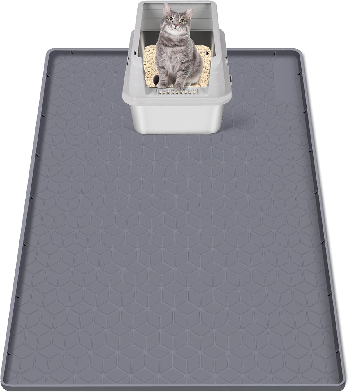 Cat Litter Mat, Extra Large 51" x 25.6" Silicone Mat Litter Trapping Mat for Scatter Control, Soft on Kitty Paws, Easy to Clean (Dark Grey) - Image 10