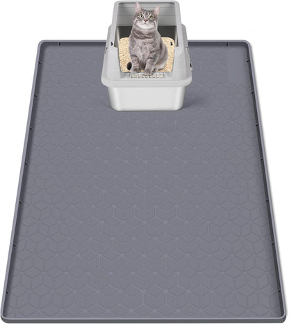 Cat Litter Mat, Extra Large 51" x 25.6" Silicone Mat Litter Trapping Mat for Scatter Control, Soft on Kitty Paws, Easy to Clean (Dark Grey) - Image 10