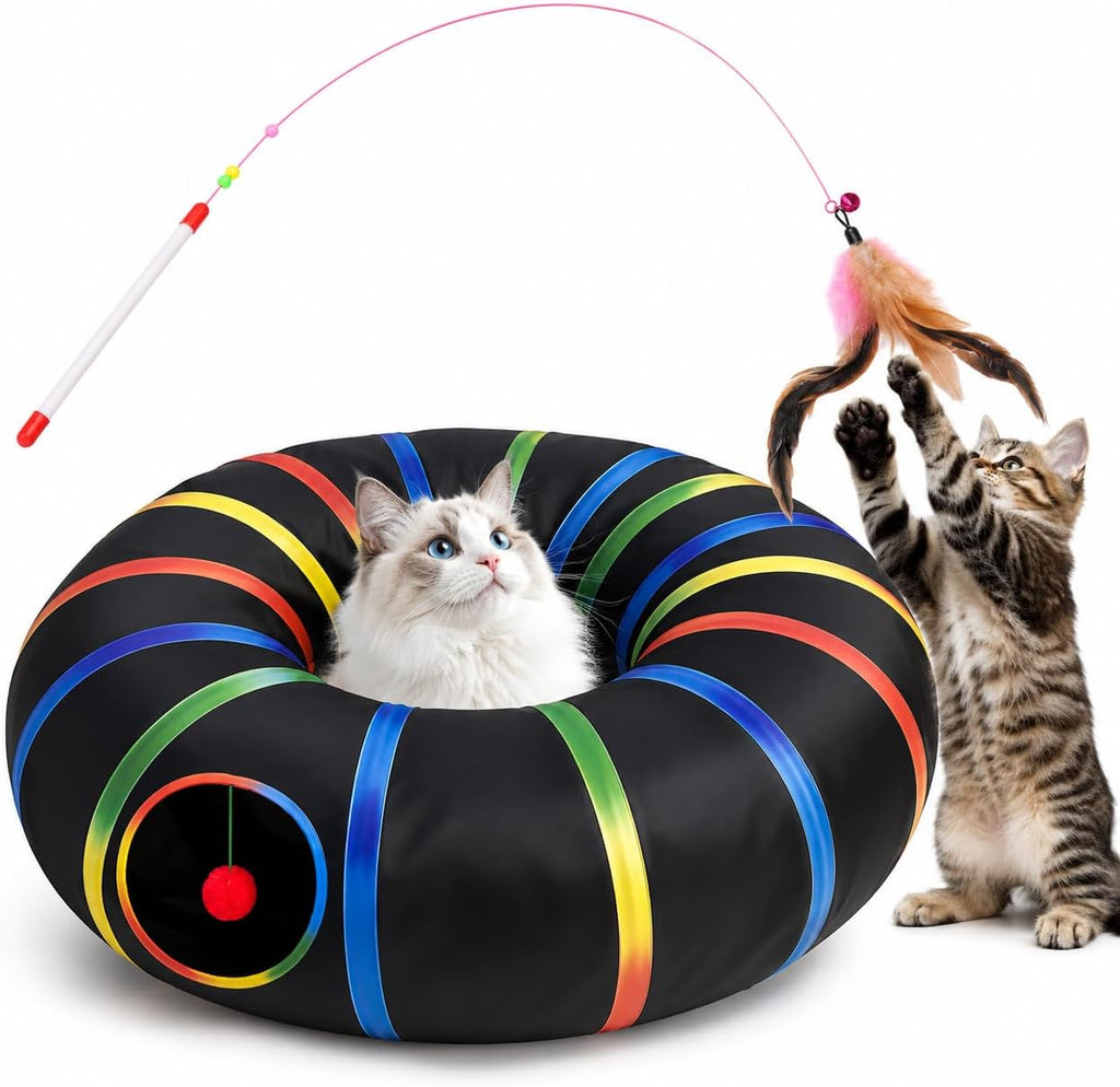 Spacious ten inch diameter entrance of the Luckitty interactive cat tunnel
