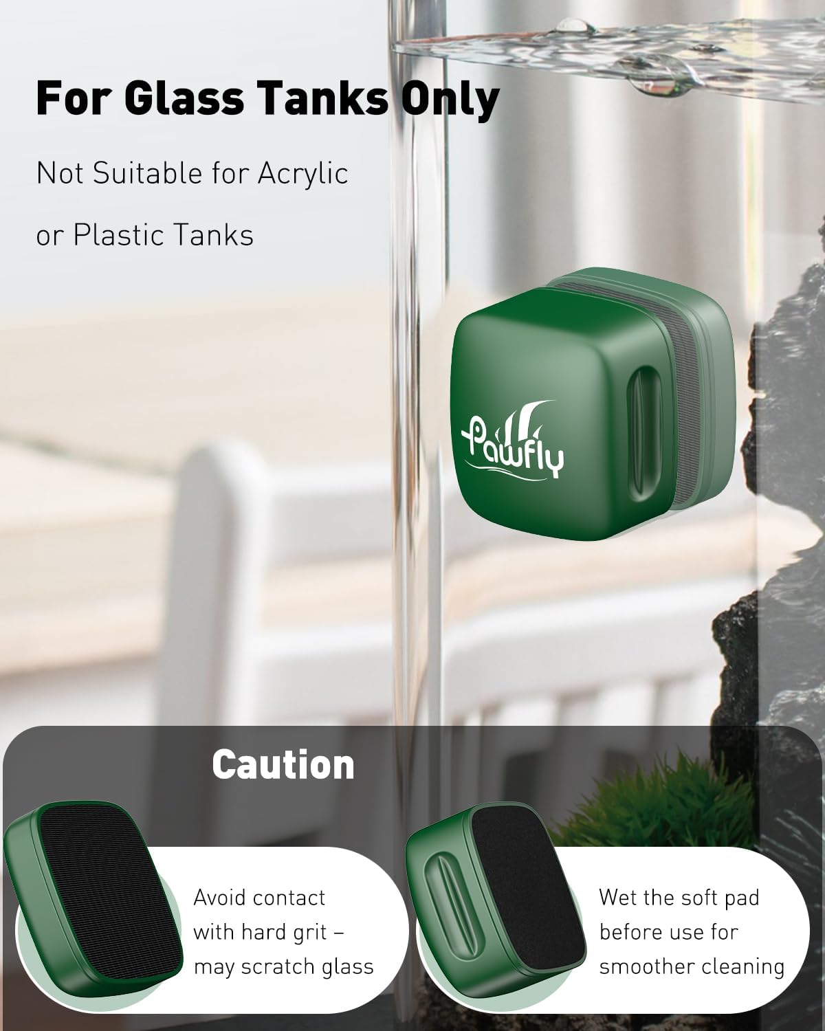 Heavy duty magnetic glass scrubber for freshwater and marine aquariums close up.