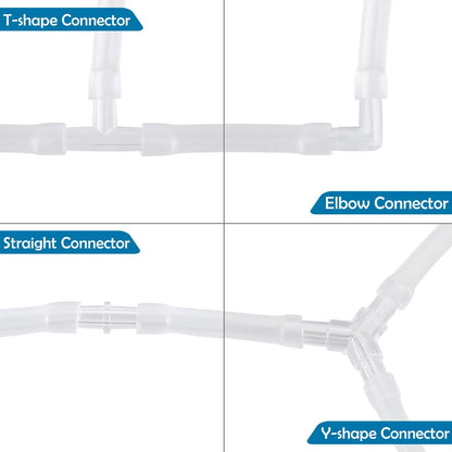 Pawfly non toxic plastic T type and Y type air hose splitters for aquarium oxygen systems close up view