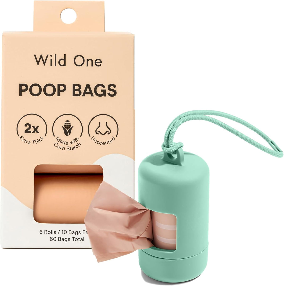 Wild One Dog Poop Bag Holder and Dispenser with Leash Attachment, Leak Proof, Easy Twist Top for Refills, Includes 1 Roll Bags, Lilac - Image 11