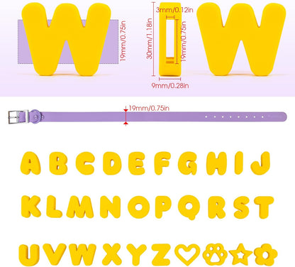 Waterproof silicone letter charms for dog and cat personalized collars