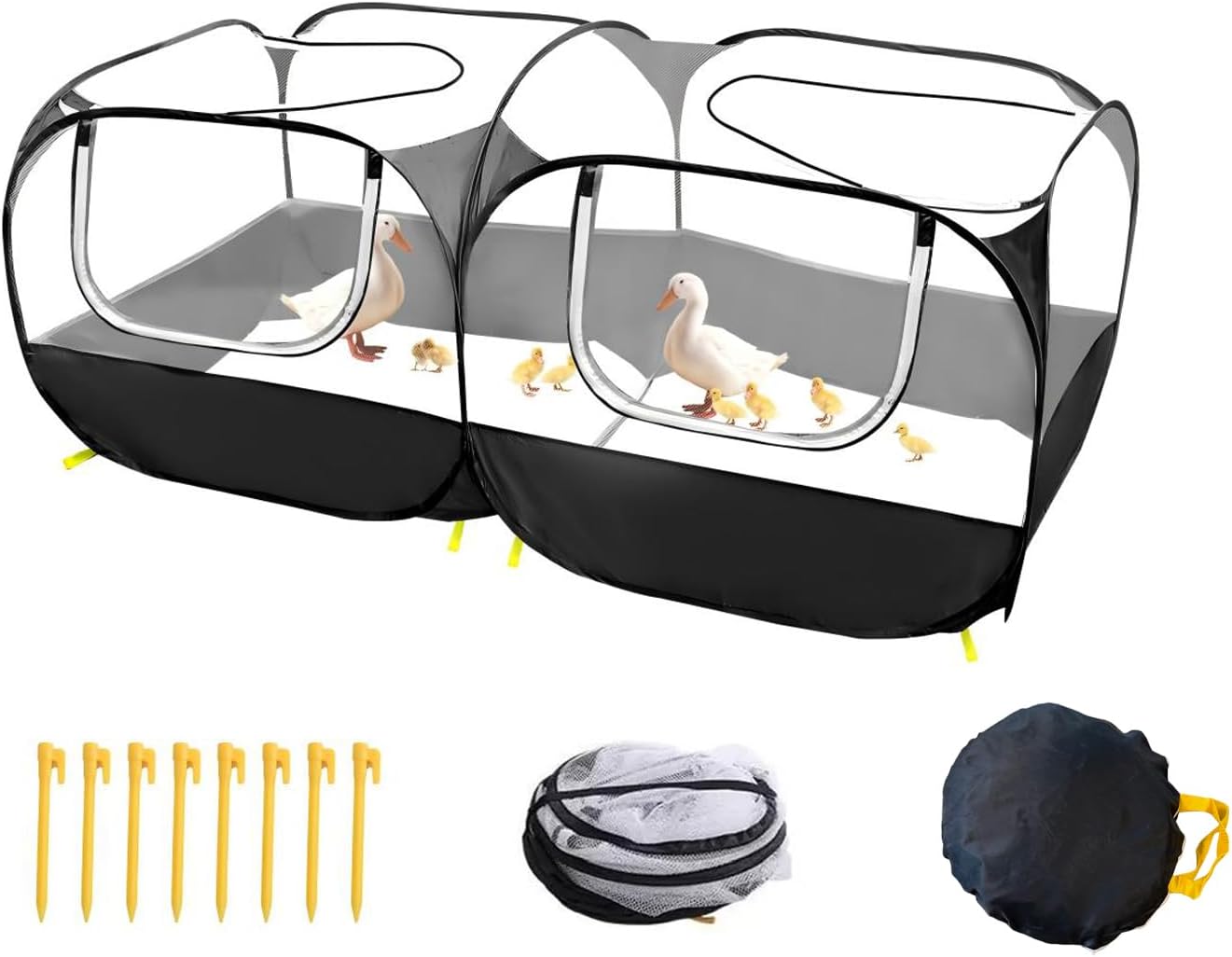 Small Animals Playpen, Portable Chicken Run Coop Large Chick Brooder Pet Cage Tent with Zipper Doors, Breathable Mesh Walls, Foldable Pet Enclosure for Cat Puppy Kitten Rabbits Indoor Outdoor - Image 1