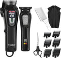 TCMKY Professional Cordless Hair Clippers front view showing the sleek black finish and premium dual grooming devices.