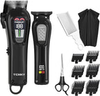 TCMKY Professional Cordless Hair Clippers front view showing the sleek black finish and premium dual grooming devices.