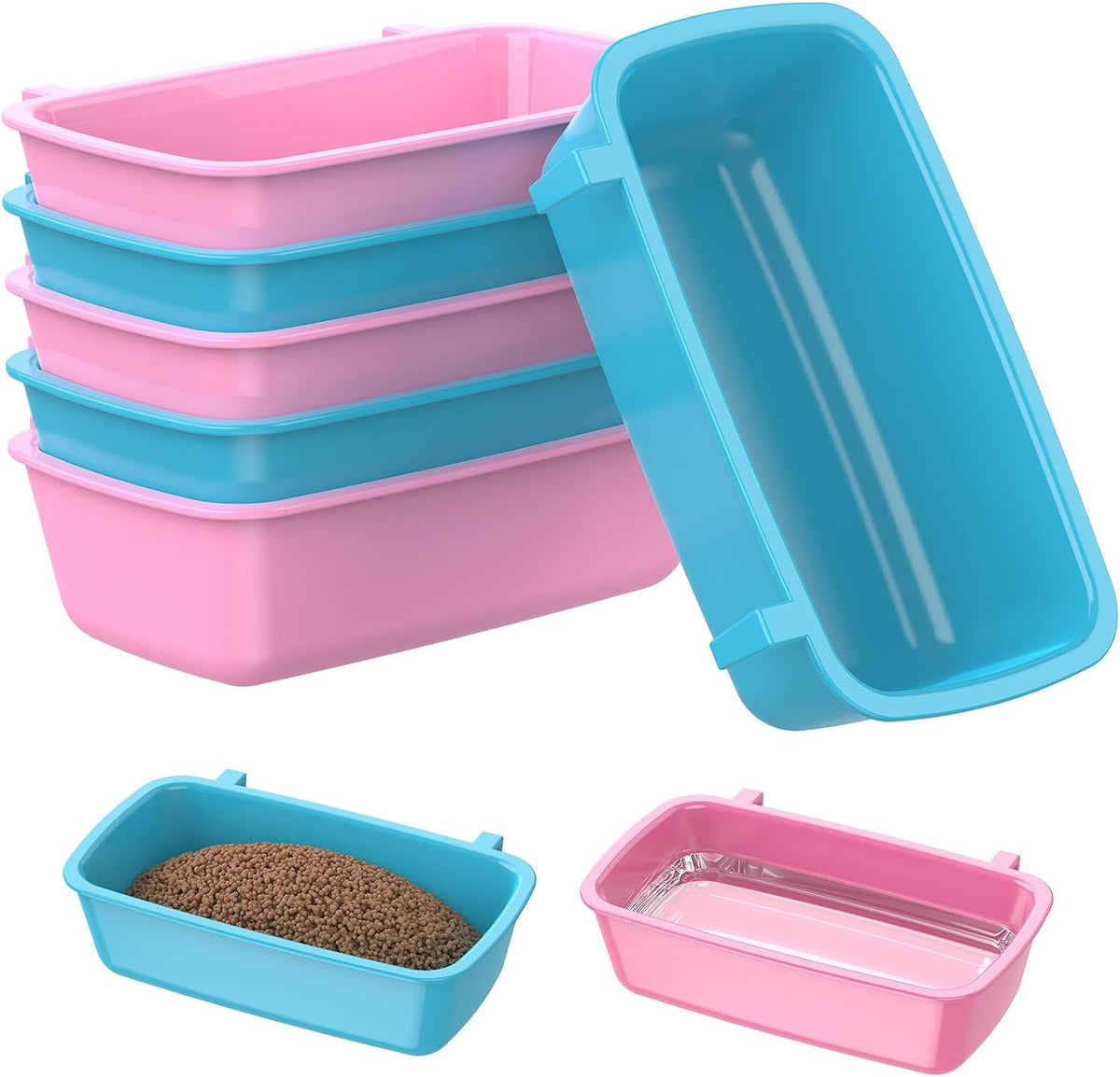 Easy to clean plastic bunny feeding and watering dishes