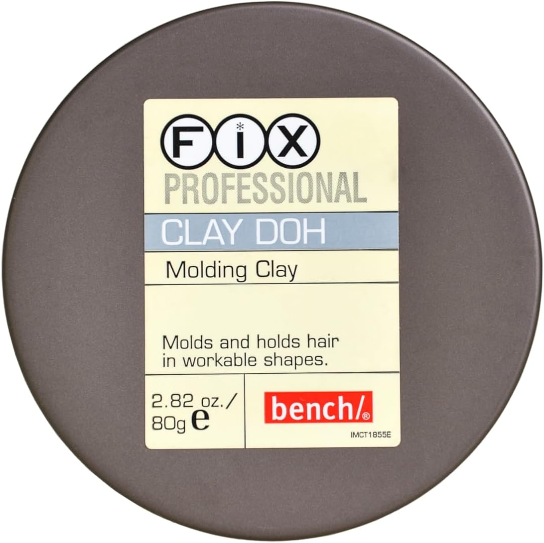 Bench Fix Professional Clay Doh front view of the gray styling tin for matte hair definition.