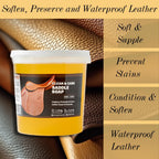 Deep moisturizing leather conditioner tub showcasing authentic USA imported packaging.