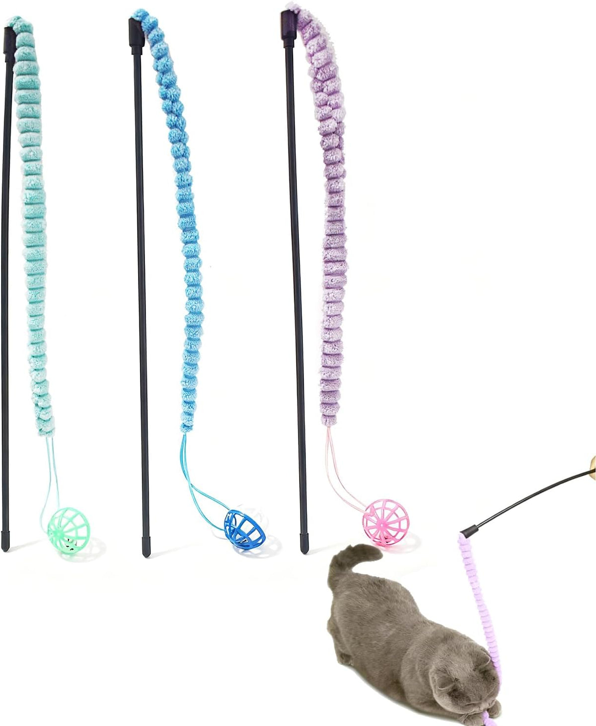 Durable PVC cat teaser stick for active feline exercise