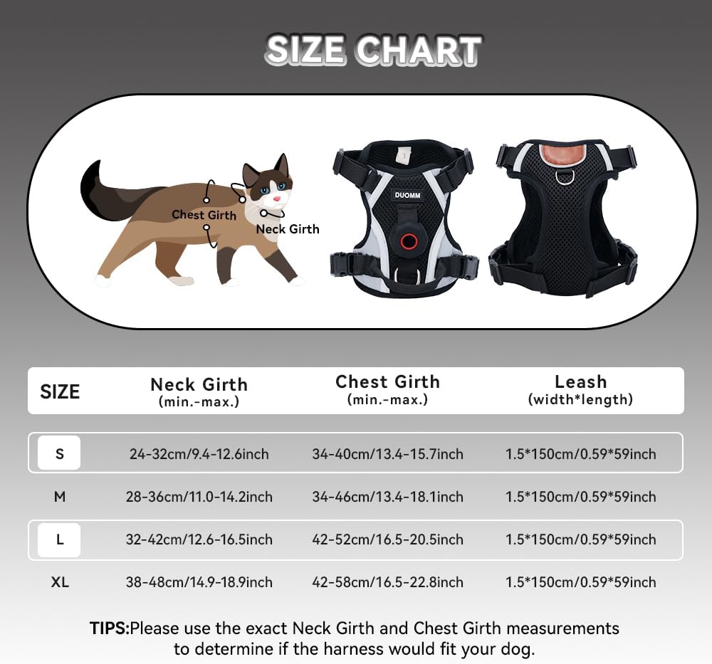 Back view of the escape proof cat vest with the built-in Apple AirTag holder clearly visible.