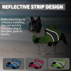 Double rescue handle design on large size canine life vest