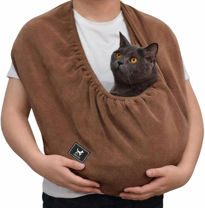 Ultra-Soft Polar Fleece Cat Sling, Elastic One-Piece Cat Carrier for Indoor Home Use, Metal-Free Pet Cuddle Bag, Fits 3-13 lbs,Light Gray Medium - Image 10