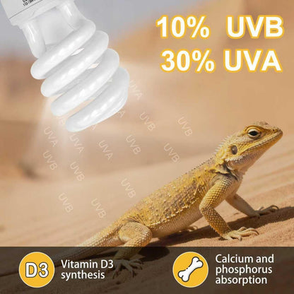 Hygger Zoo compact fluorescent reptile desert light close up view.