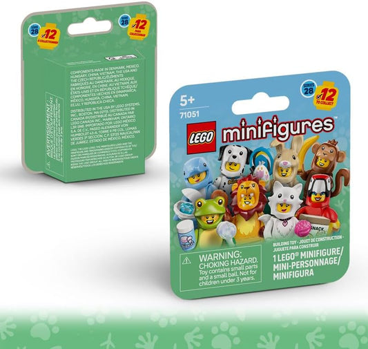 Lego Series 28 Animals monkey character showcasing detailed headpiece and display baseplate.