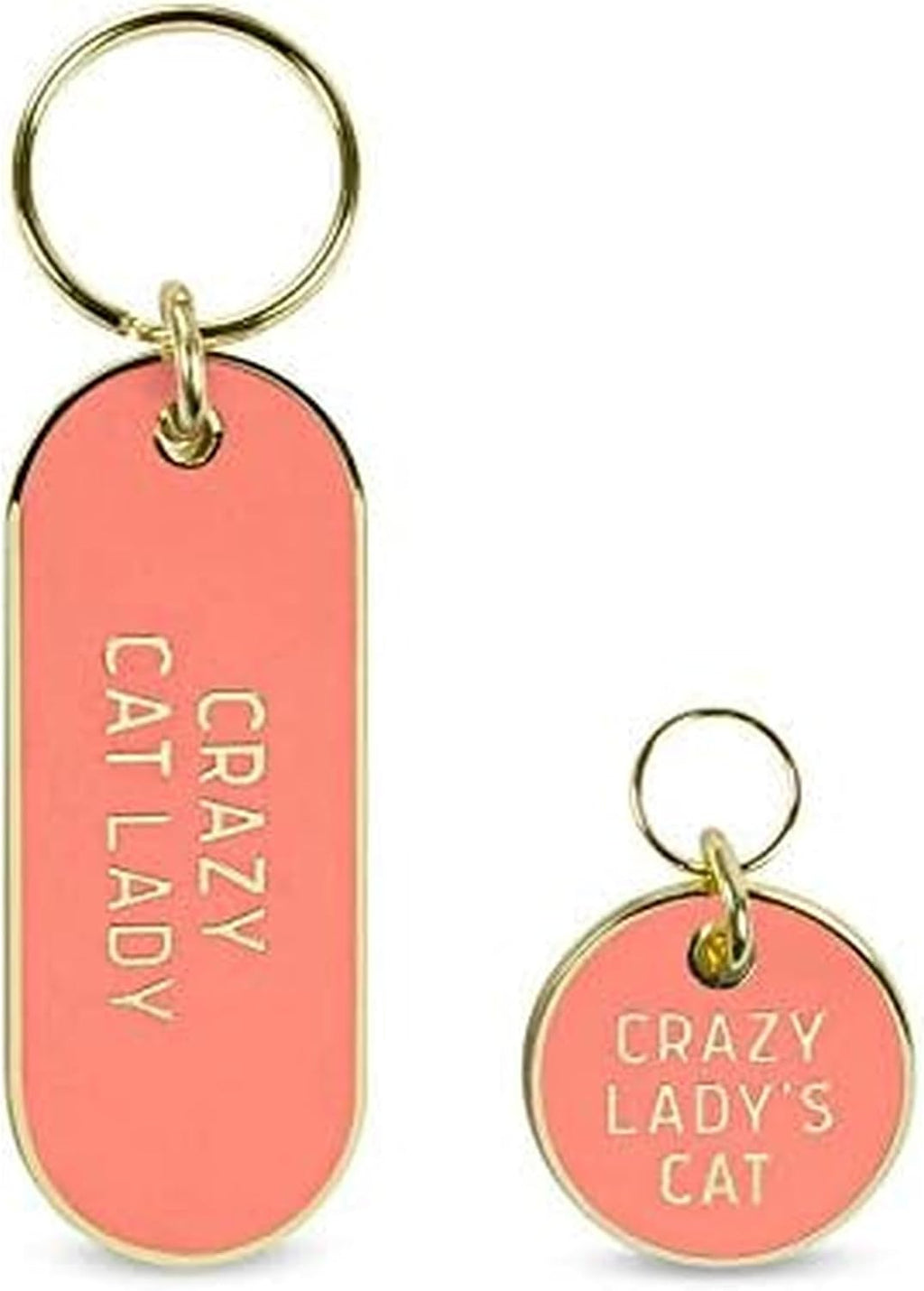 Matching gold keychain featuring the Ask If I Care text and ring attachment.