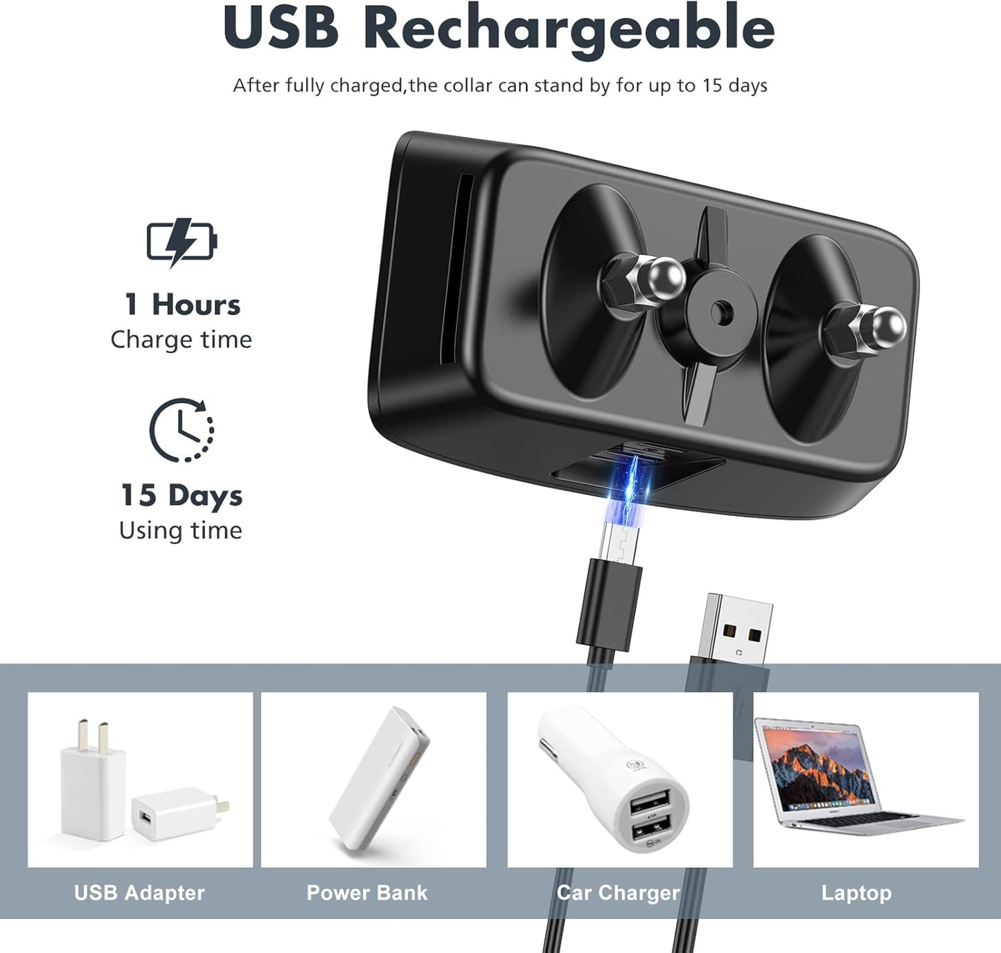 USB charging port detail of NBJU dog bark collar