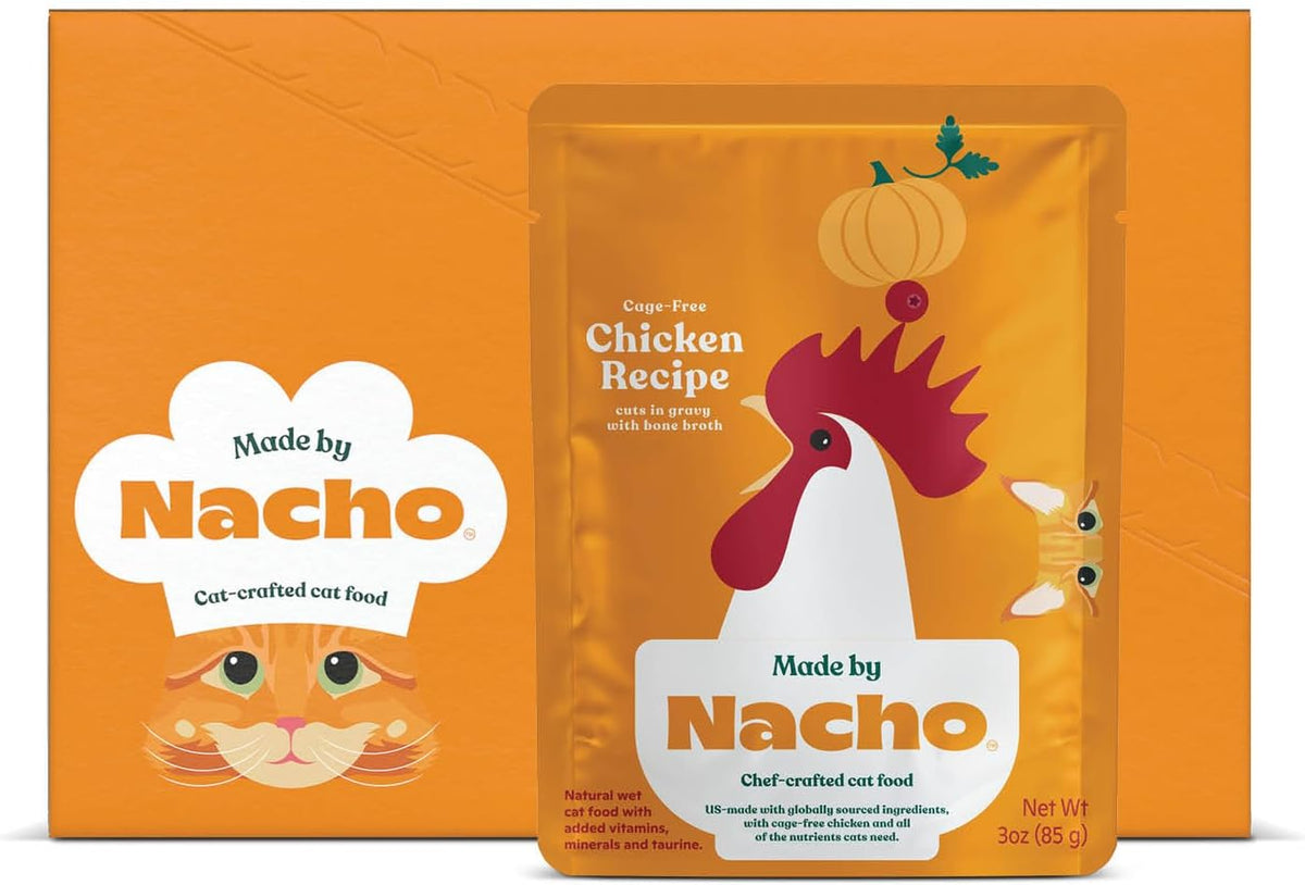 Made by Nacho Wet Cat Food Variety 12 Pack (3oz Each), Cage-Free Chicken, Sustainably Caught Salmon, Grass-Fed Beef with Bone Broth for Extra Hydration, Gravy Cut Pouches - Image 10