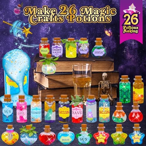 The magic potion display case filled with finished craft bottles