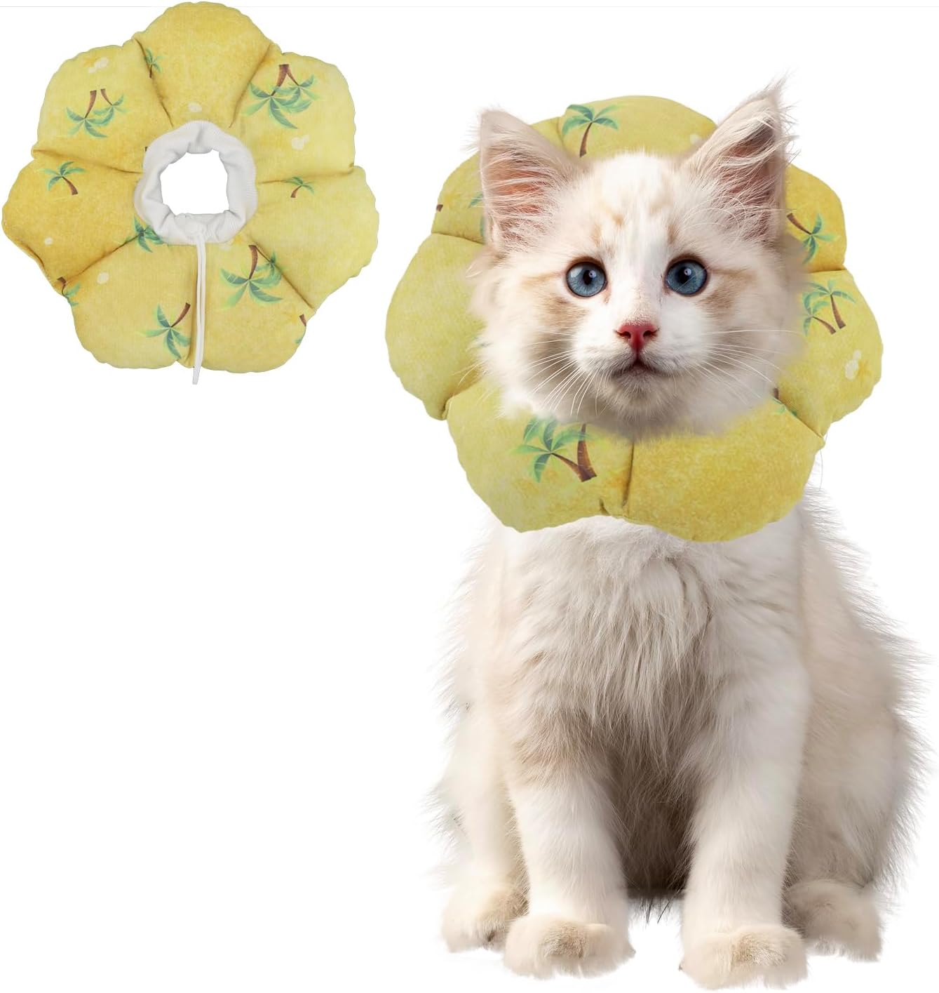 Cat Soft Cone Collar, Adjustable Cat Recovery Cones to Stop Licking Wounds, Waterproof Pet Elizabethan Recovery Collar for Cats After Surgery (Green Leaf, M) - Image 11