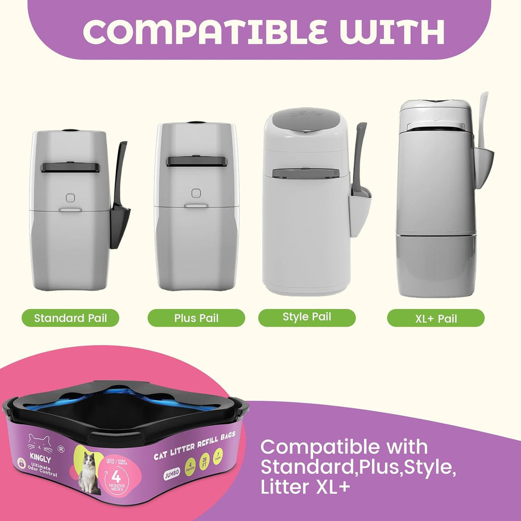 Kingly cat litter refill cartridge showing easy installation steps