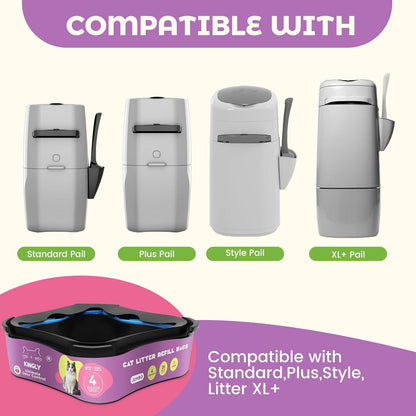 Kingly cat litter refill cartridge showing easy installation steps