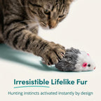 Smokey's Stash gray and white fake fur mice toys for pet exercise