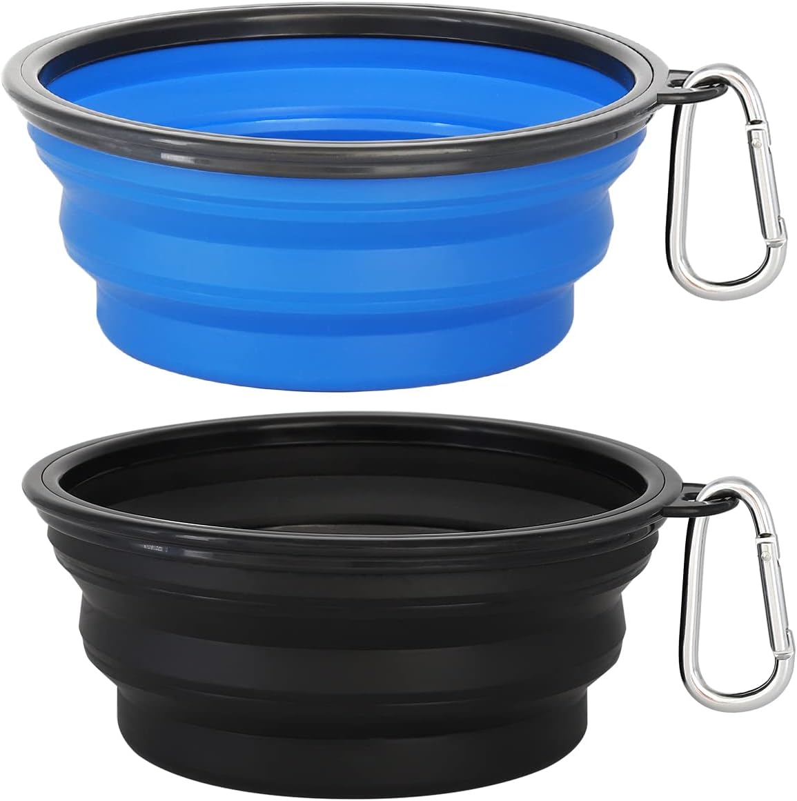 Kytely large collapsible dog bowls front view showing expanded blue and black travel pet dishes