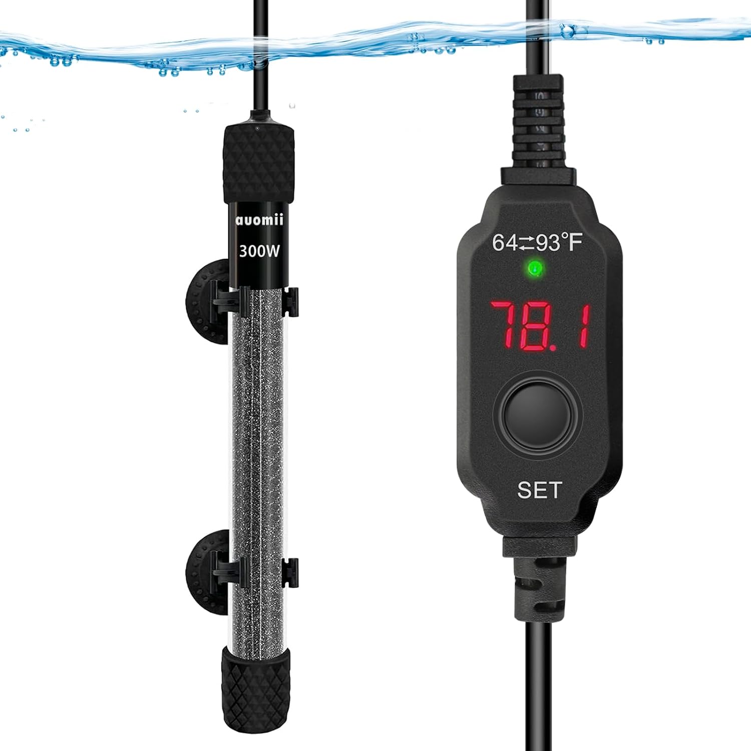 Mini Submersible Aquarium Heater, 25/50/100/150/200/300 Watts Adjustable Fish Tank Heater, Built-in Thermometer, External Temperature Controller, Smart Memory (10 Watts(USB)) - Image 9