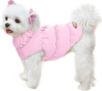 ABRRLO Winter Warm Dog Jacket for Small Medium Dogs Cat Cold Weather Coats with Harness Paded Dogs Fleece Vest Waterproof Windproof Dog Snow Jacket Pet Puppy Clothes (Pink,S) - Image 1