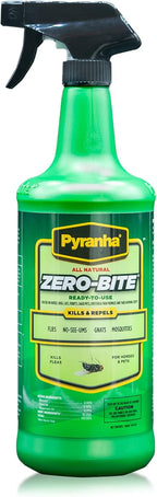 Pyranha Zero-Bite fly spray front view green bottle