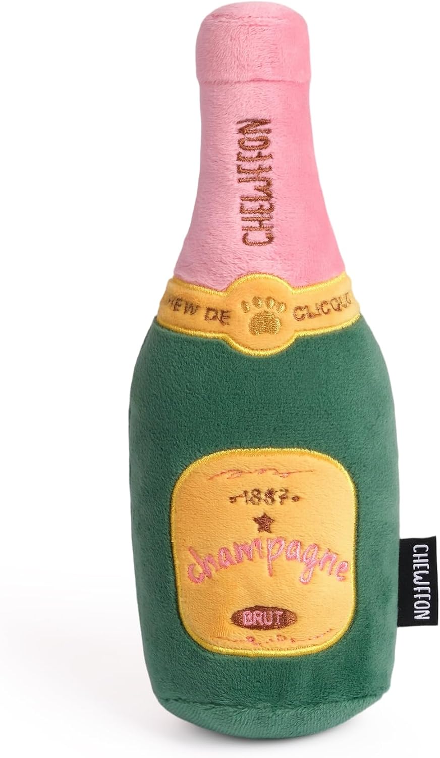 CHEWFFON Dog Toy, Squeaky Dog Toys for Boredom, Plush Pet Present Chew Toy for All Breeds Dogs, Pink Champagne Shape Interactive Puppy Toys for Birthday Stimulating Gifts - Image 9