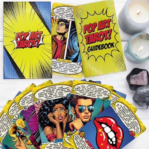 TAROTIKA beginner guidebook open alongside colorful pop art tarot cards