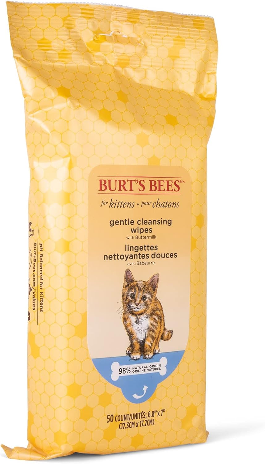 Burt's Bees for Pets Kitten Grooming Wipes with Buttermilk and Honey, Waterless Cat Bath Wipes for Face, Paws, Tail and Coat Cleaning, Gentle Bath Alternative for Indoor Felines, 50 Count - Image 9