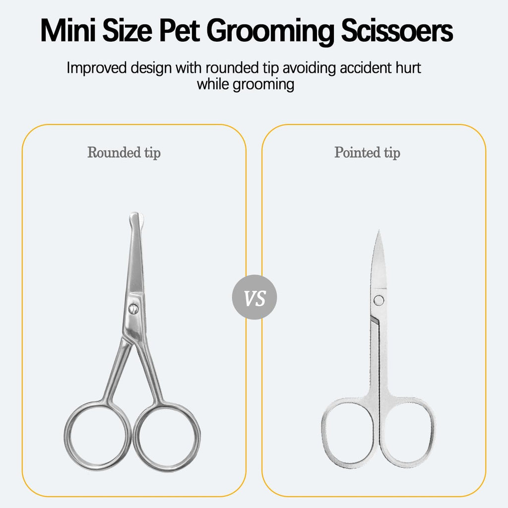 Rounded tip safety scissors for dog face grooming