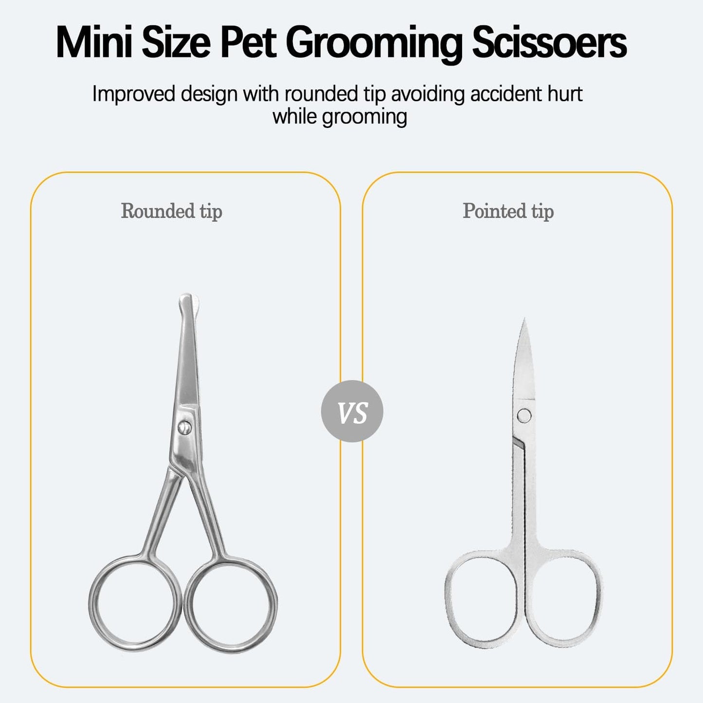 Rounded tip safety scissors for dog face grooming