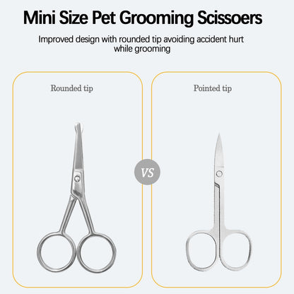 Rounded tip safety scissors for dog face grooming