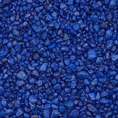 Close up of blue aquarium substrate gravel for freshwater tanks