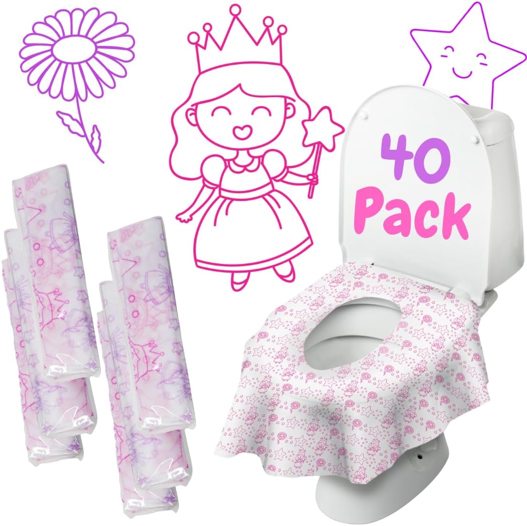 Cadily Princess disposable toilet seat cover for kids 40 pack front view packaging