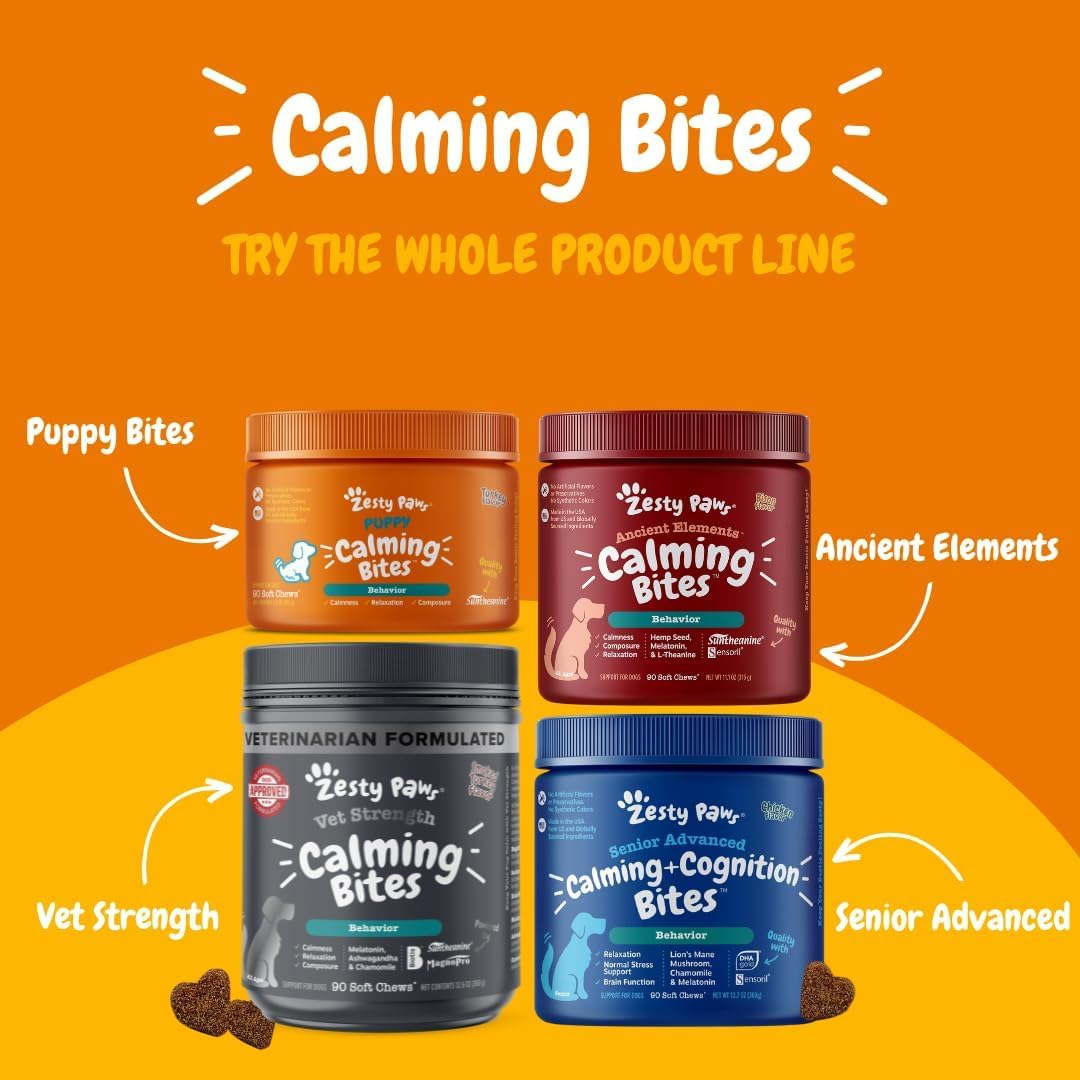 Premium Zesty Paws anxiety relief peanut butter treats for hyperactive pets