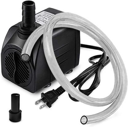 PULACO small submersible water pump front view showcasing the black compact body and adjustable flow rate control valve.
