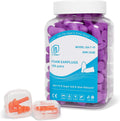 LYSIAN Slim Size Foam Ear Plugs front view of packaging box with purple earplugs for noise reduction.