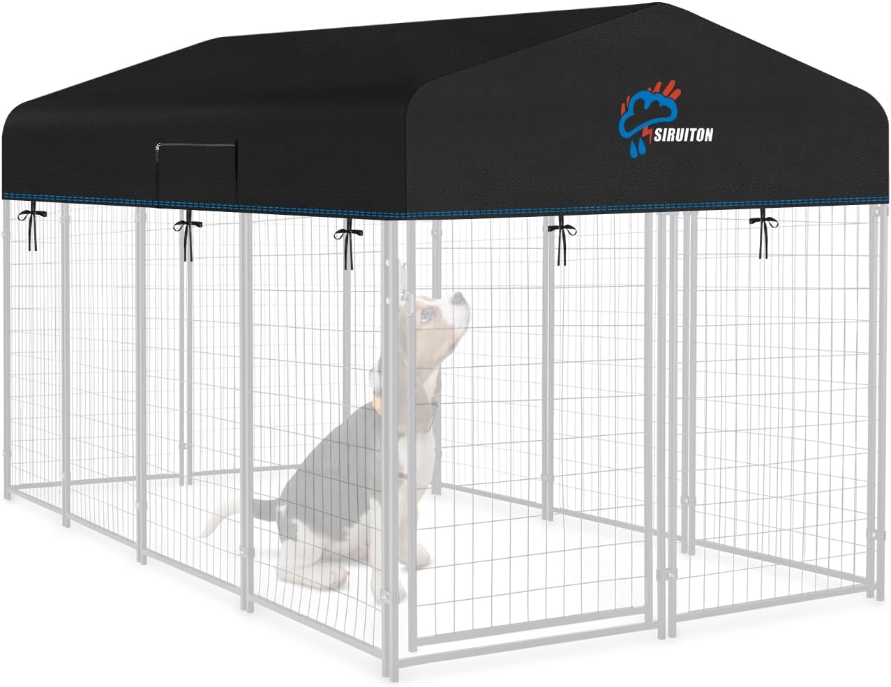 SIRUITON 8x4FT Outdoor Dog Kennel Replacement Cover, Heavy Duty 600D Oxford Fabric with Sun/Rain Dog Play Pen Top Cover Sun Shade Specialized,Snowproof,Sun( Covers Only) - Image 9